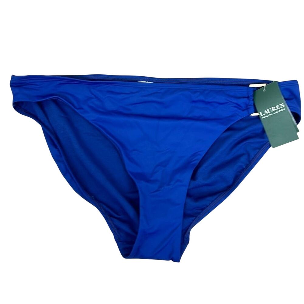 Lauren Ralph Lauren Womens 14 Blue Buckle Bikini Bottoms Swimwear NWT